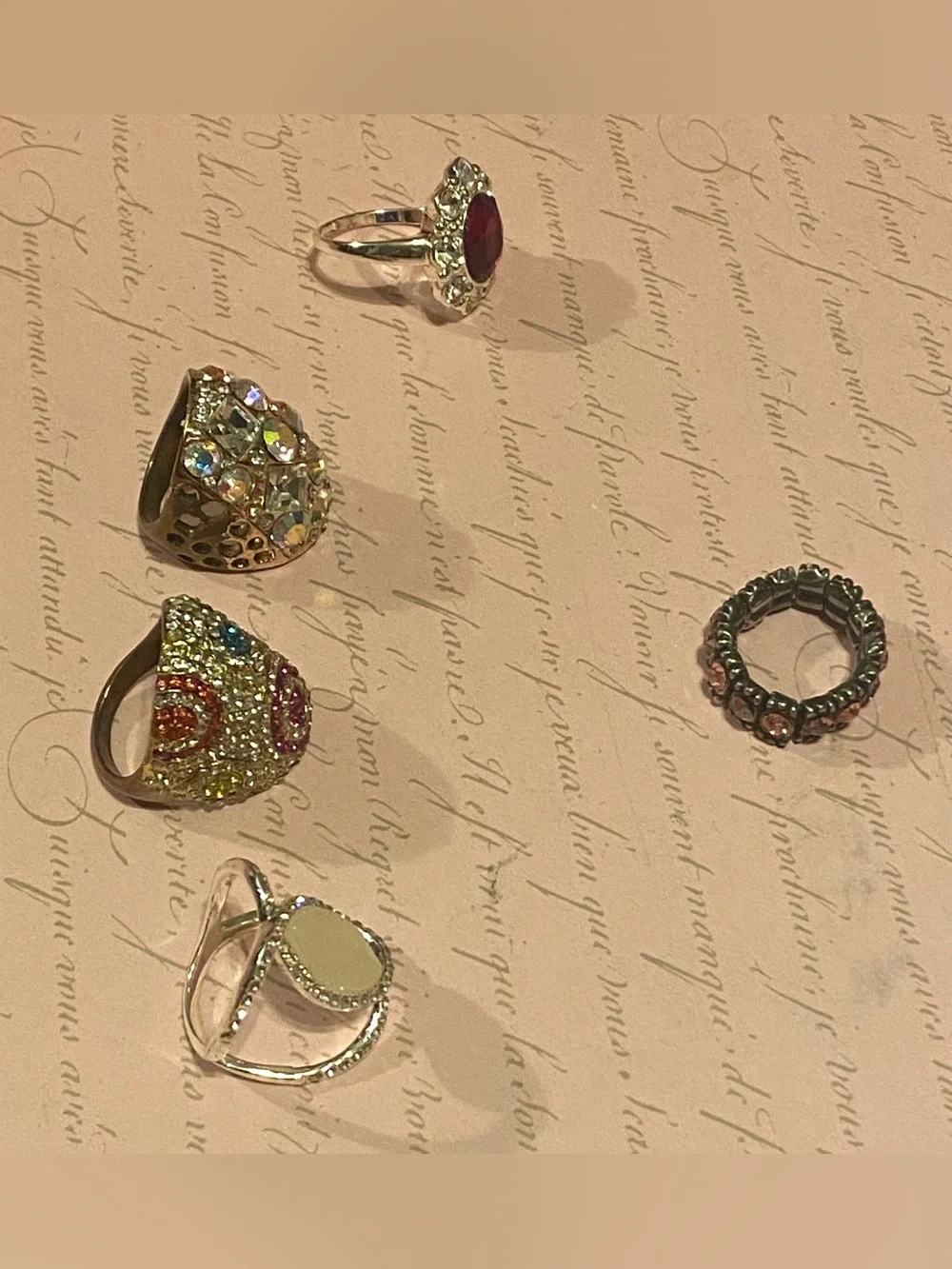 Vintage Cocktail Ring Bundle Chunky Rhinestone Pavé Whimsigoth Statement Lot